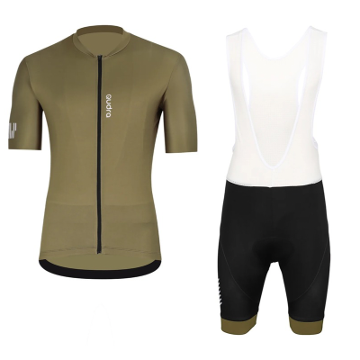 Qudra Cycling Jersey and Bib Tights Top with Short Pants Brown 060
