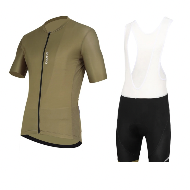 Qudra Cycling Jersey and Bib Tights Top with Short Pants Brown 060