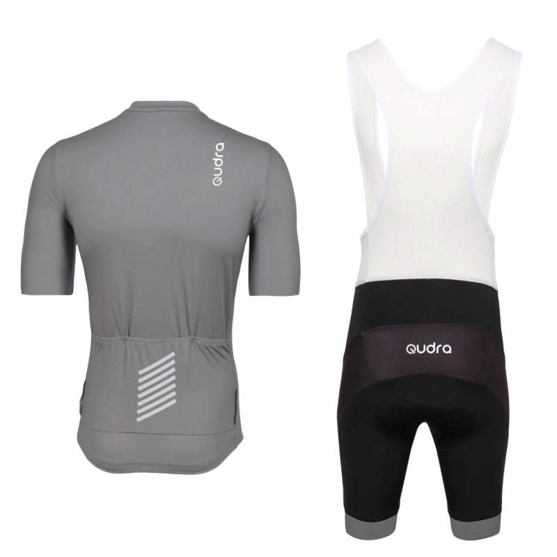 Qudra Cycling Jersey and Bib Tights Top with Short Pants Grey 059