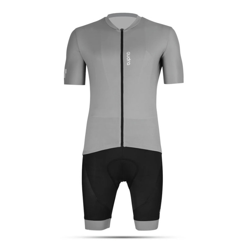 Qudra Cycling Jersey and Bib Tights Top with Short Pants Grey 059