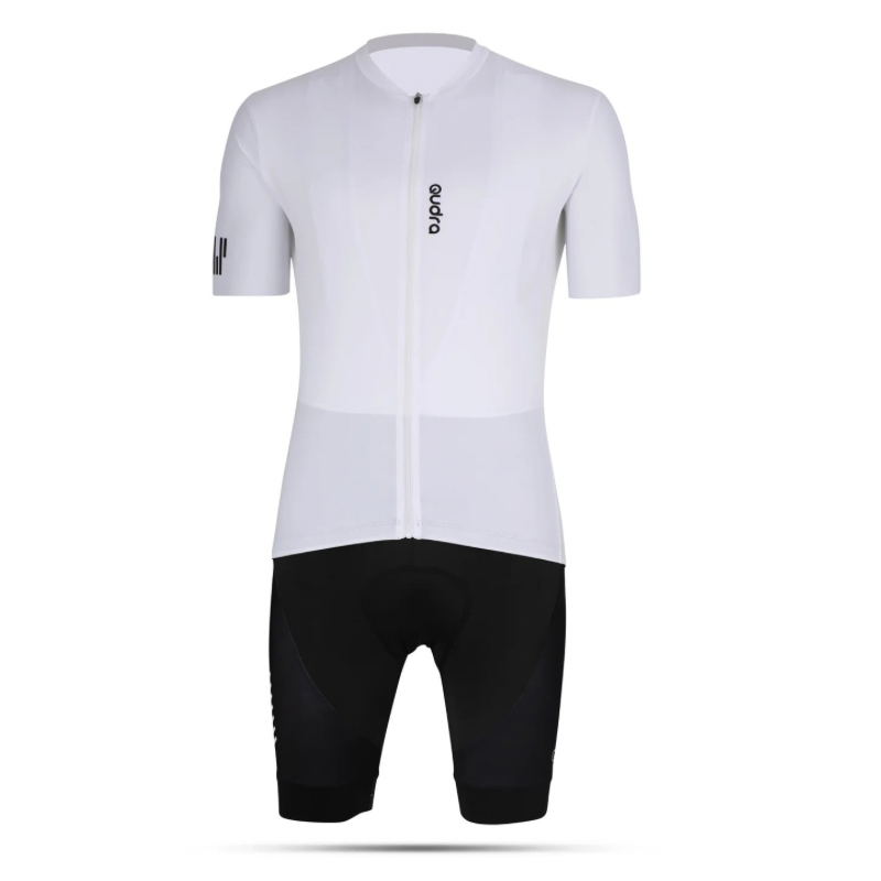 Qudra Cycling Jersey and Bib Tights Top with Short Pants White 062