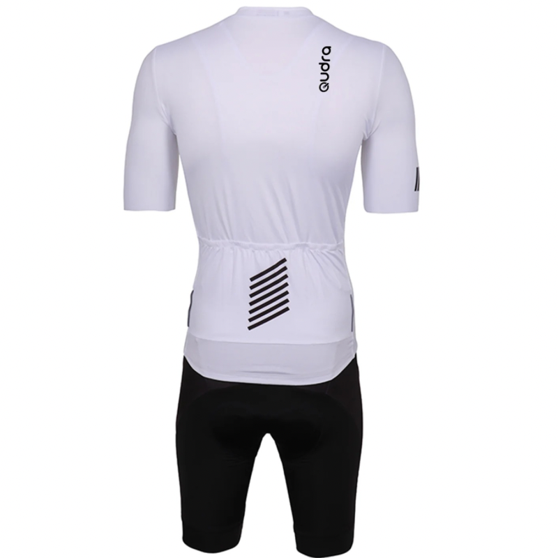 Qudra Cycling Jersey and Bib Tights Top with Short Pants White 062