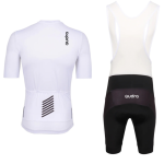 Qudra Cycling Jersey and Bib Tights Top with Short Pants White 062