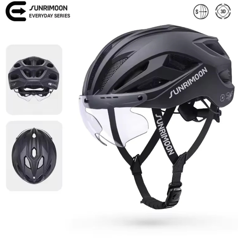 Sunrimoon Cycling Helmet with Photochromic Sunglasses and 3D Grid S79